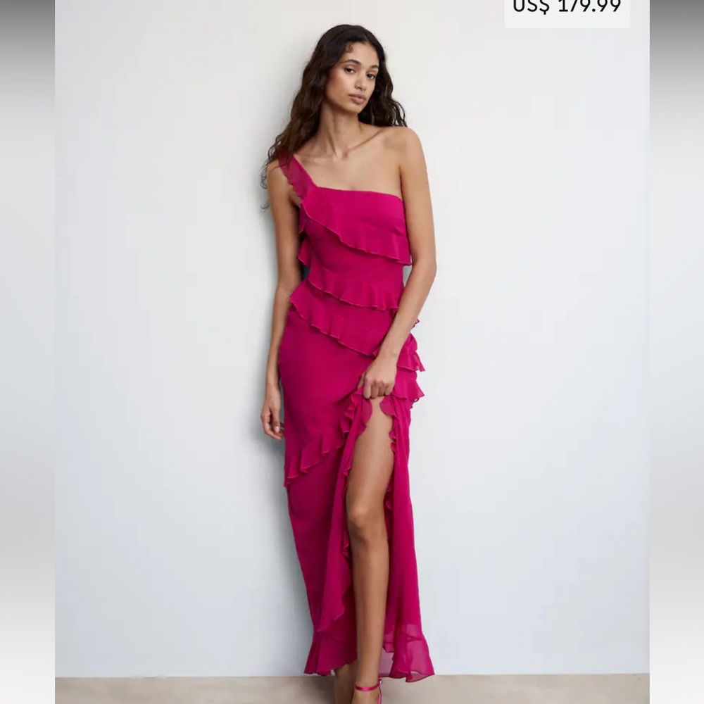 Mango asymmetrical ruffled dress size 6